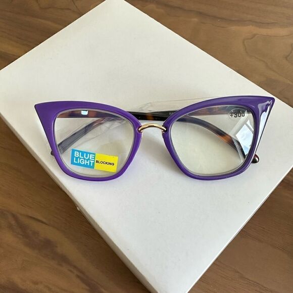 💼 Readers with Blue Light Protect. We Purple  Frames Contemporary Cat Eye - Picture 5 of 7